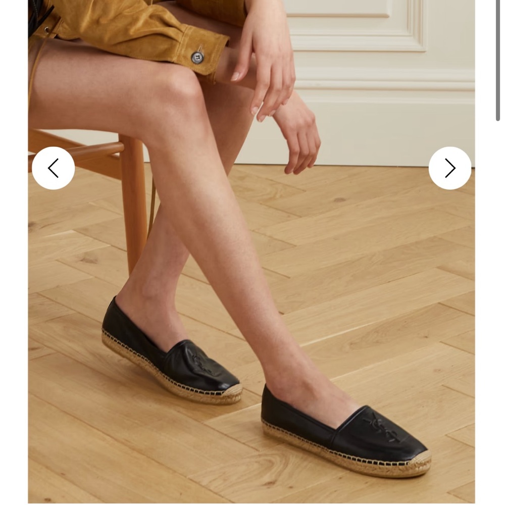 Saint Laurent Logo black leather espadrilles Sz 39 - Picture 12 of 12